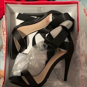 Black ankle strap heels